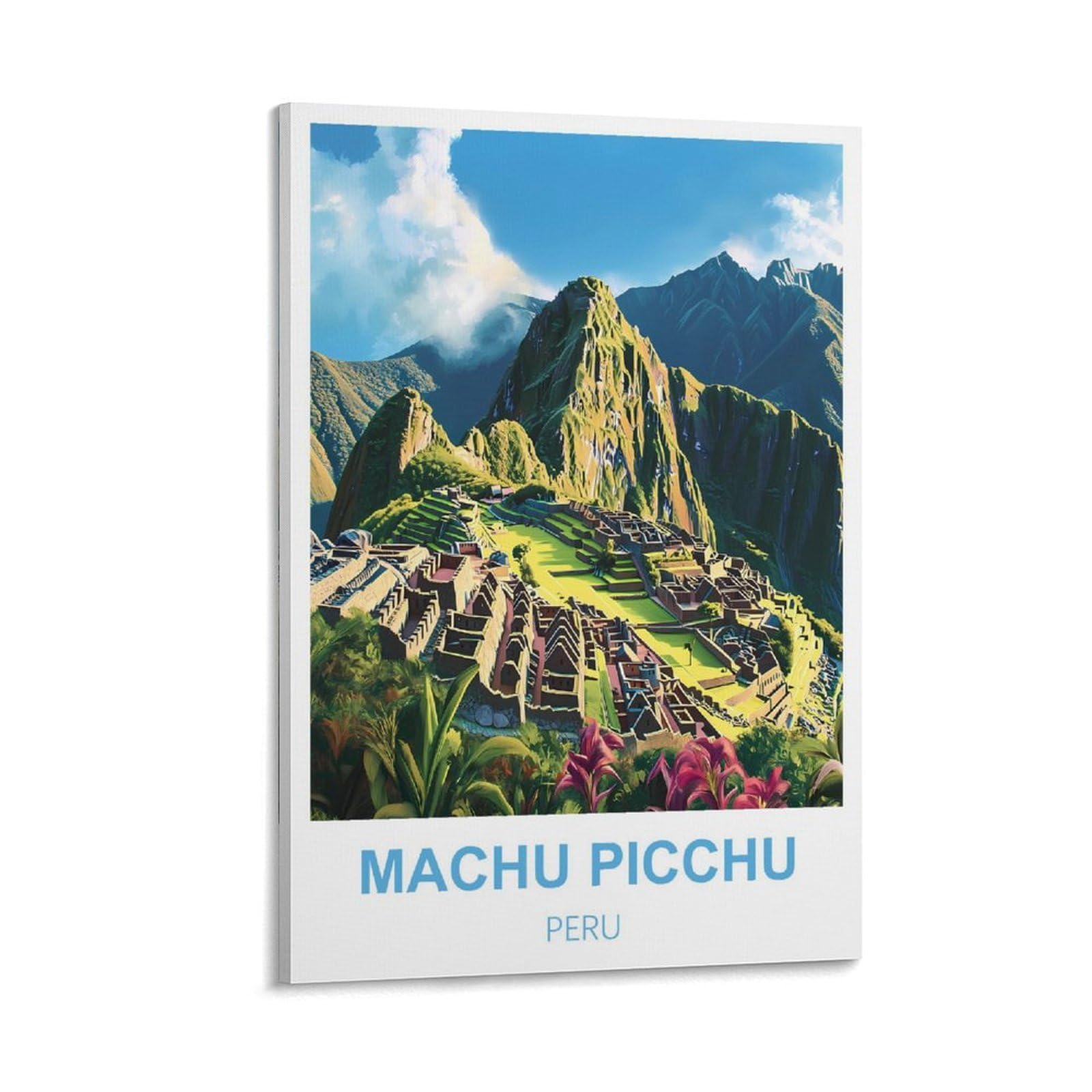 Fjiwecwsq Frame-Style Machu Picchu Peru Vintage Travel Poster 08X12inch(20X30cm) Canvas Wall Art Painting Prints