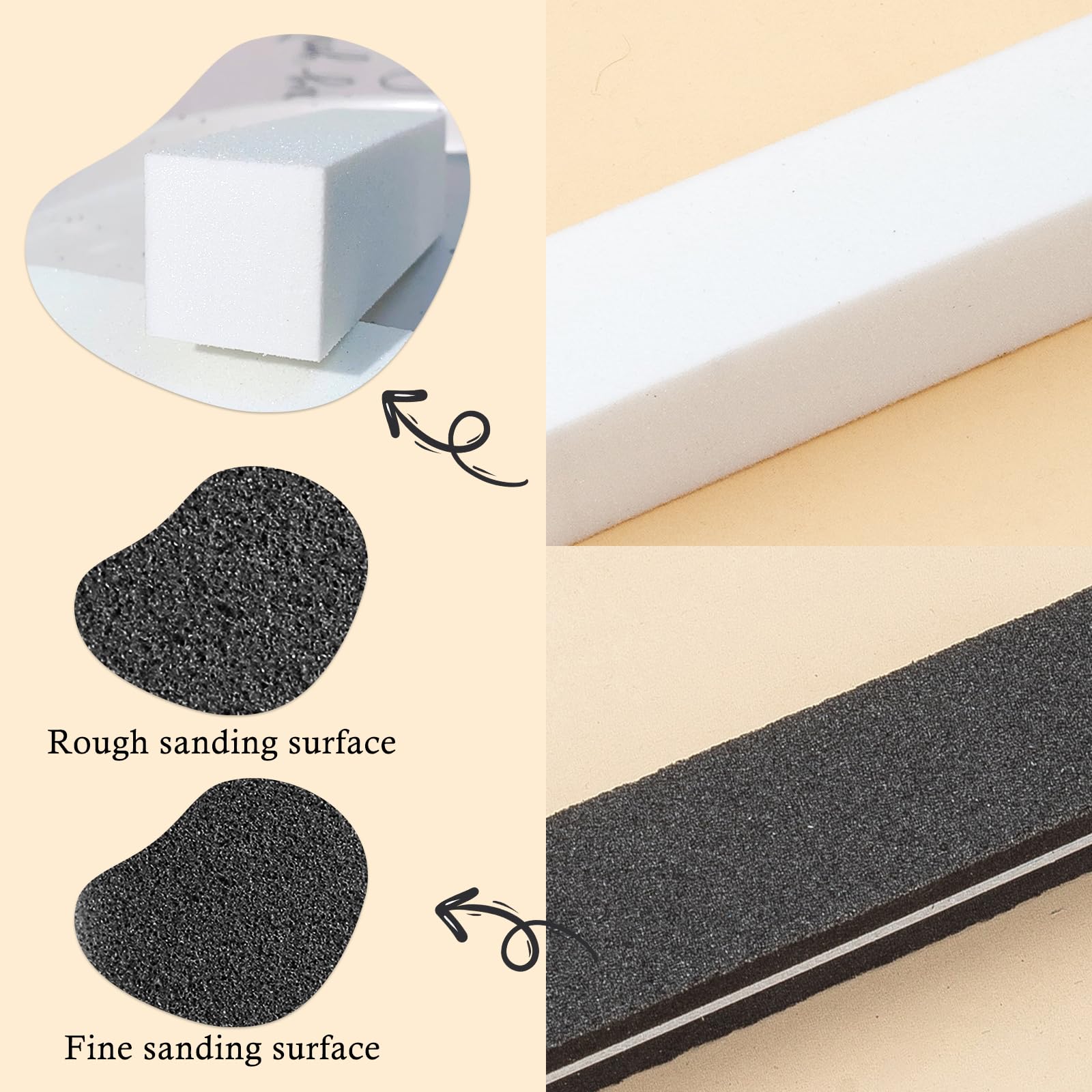 6PC Manicure Tools Kit 100 180 Grit Nail File Nail Buffer Blocks Polisher Cuticle Pusher Black Fingernail Nail — view 2