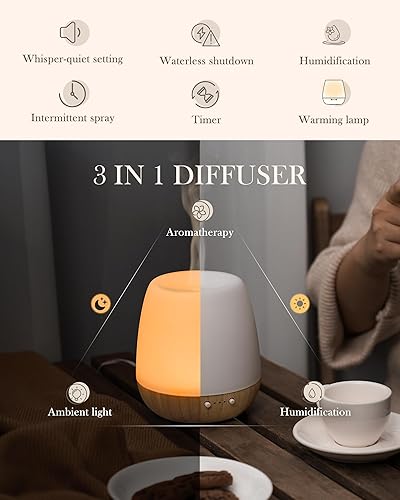 Miniatura 3 de Difusores de aceite esencial de 6.1 fl oz, difusor de aromaterapia para habitación grande, difusores de cerámica ultrasónicos para aceites
