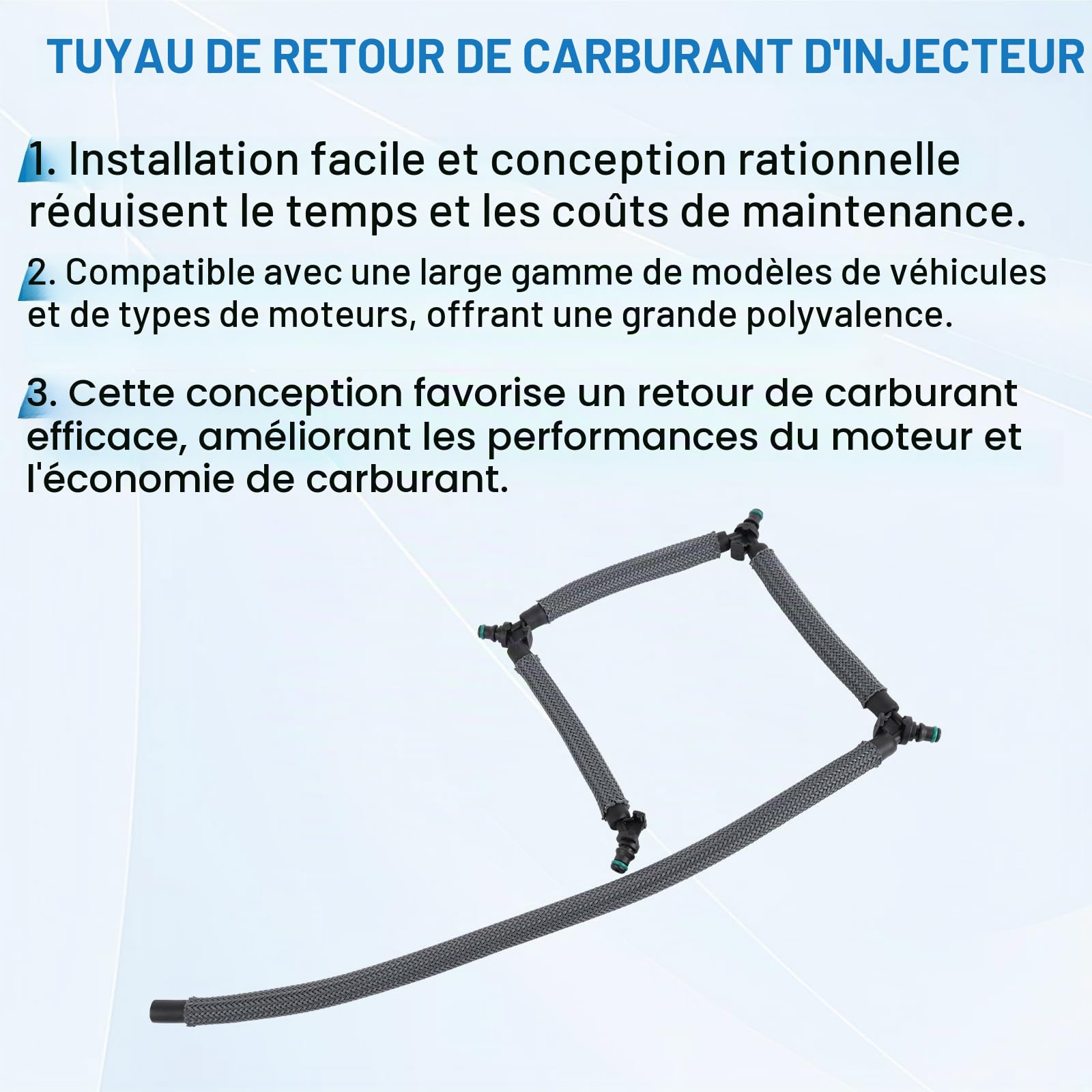 Tuyau de fuite de carburant diesel - Tuyau de retour - Tuyau de trop-plein - Tuyau d'écoulement pour Focus Mk2 C-Max Mondeo Mk4 Kuga C4 C5 307 407 - Numéro de pièce 3M5Q9K022AC 1708234 1574HL