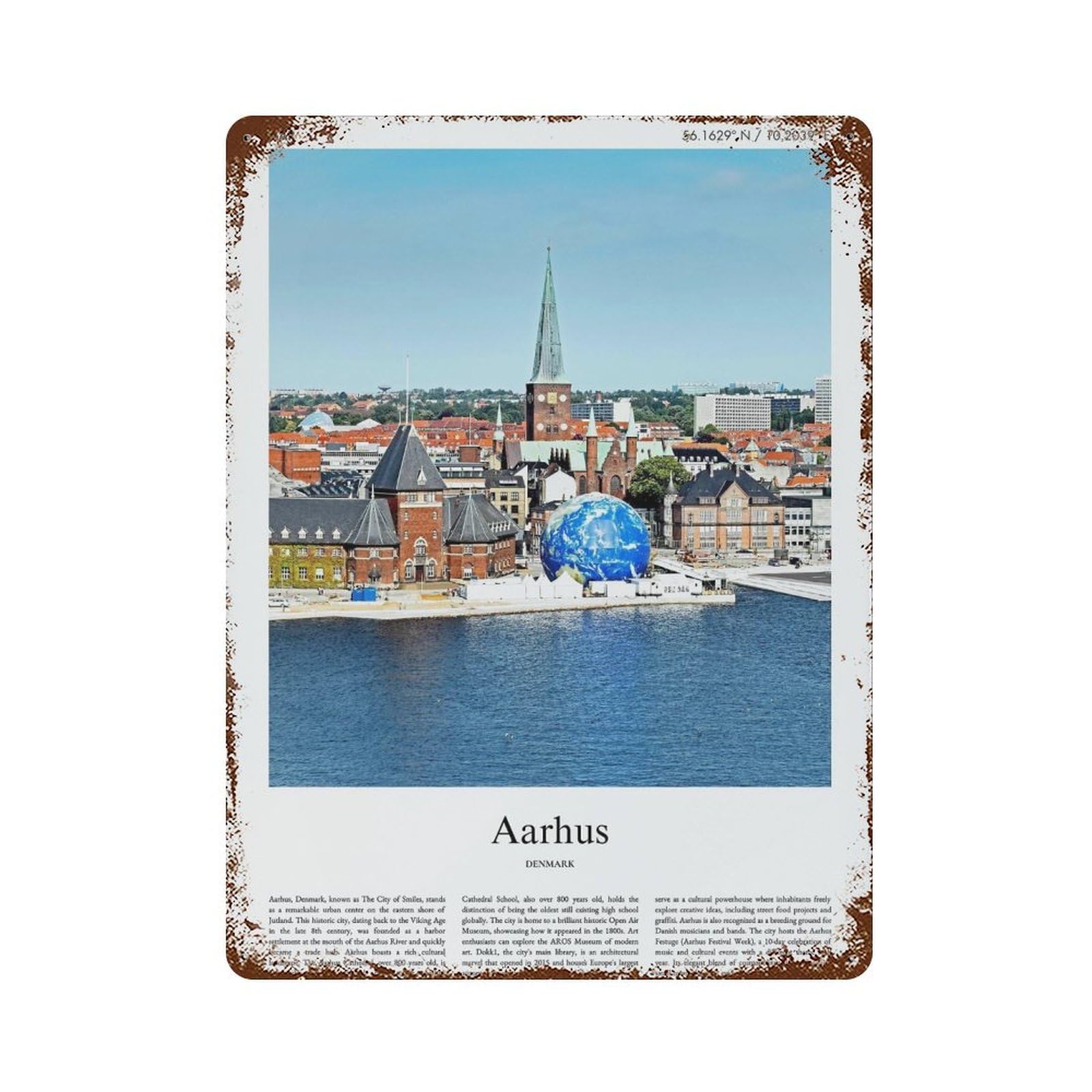 xiaoxiaoshen Aarhus Denmark Travel City Scenery Wall Decor Art Metal Tin Poster Modern Home Decor Art Home Bar Shop Decorations Vintage Sign 40x30cm