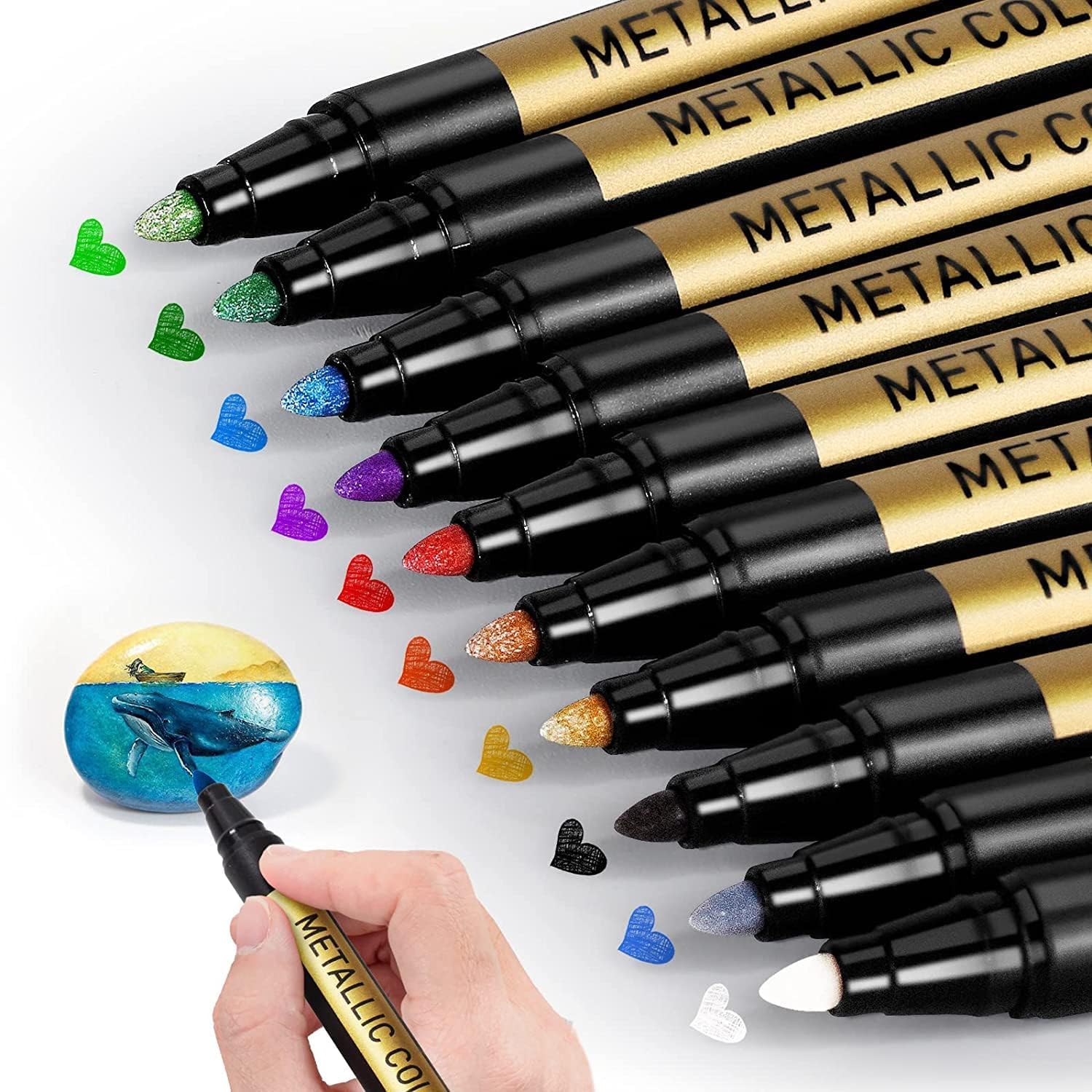 SUPER TOY 12 Colors Metallic Marker Pens, 2mm Medium Tip Water Based Pen for Rock Painting, Black Papers, Ceramic, Glass, Metal, Wood, Fabric, Canvas Art Craft Drawing Sketch (B0DDY1WXDW) Amazon Price History, Amazon Price Tracker