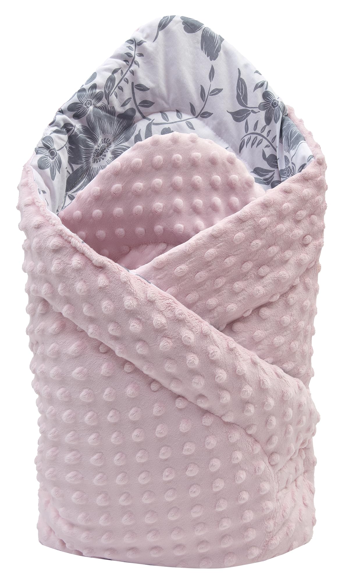 Medi Partners Einschlagdecke Steckkissen Minky 100% Baumwolle 75x75cm Babyhörnchen doppelseitig weich ganzjährig multifunktional antiallergisch Babys (Berry mit rosa Minky)