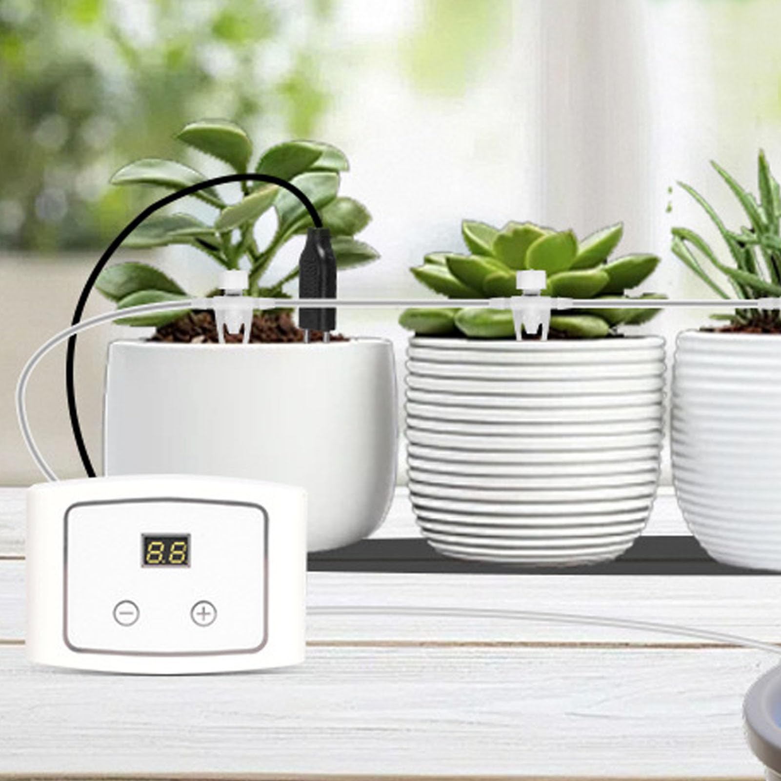 Système D'arrosage Automatique D'Intérieur, Arroseur Automatique pour Plantes avec Capteur d'humidité, Alimentation de Type C, Tuyau de 32,8 Pieds, 15 Goutteurs, 850 Ml par