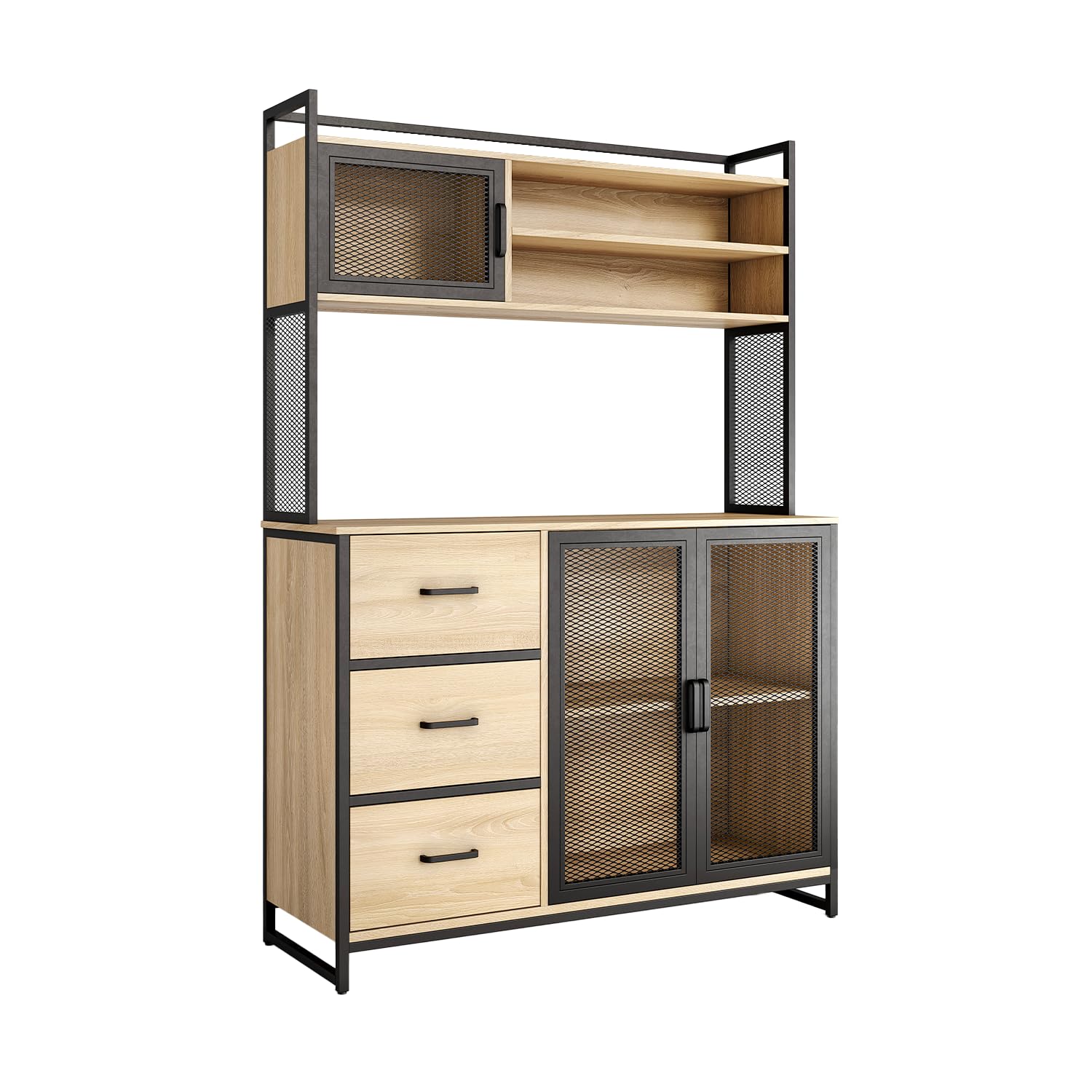 CATAVANA - Buffet Multifonctionnel 116 x 40 x 170 cm - Design Moderne pour Cuisine, Salon ou Bureau - Meuble de 3 Portes et 3 Tiroirs pour un Rangement Optimal de Vos Ustensiles, Livres et Décorations
