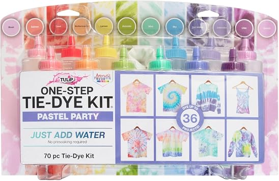 Tulip One Step Tie Dye Pastel Party Kit for Easy Group Activity Permanent Design 12 Colors