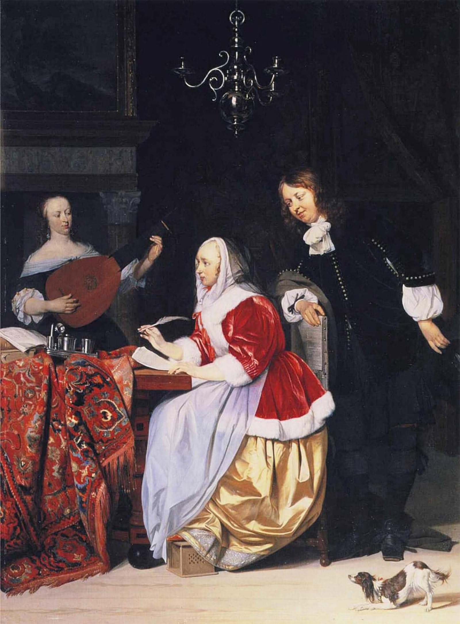 POSTERIIk Vintage Art Print Images Pictures Print a Young Woman Composing Music by Gabriel Metsu Modern Colour Posters for Office Home Decor 60x90cm