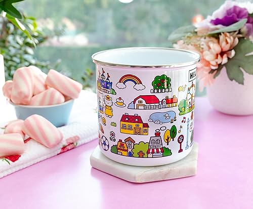 Miniatura 5 de Silver Buffalo Sanrio Hello Kitty Destination Town - Taza esmaltada para cámper | Taza de café grande para té, expreso, cacao | Capacidad para 21