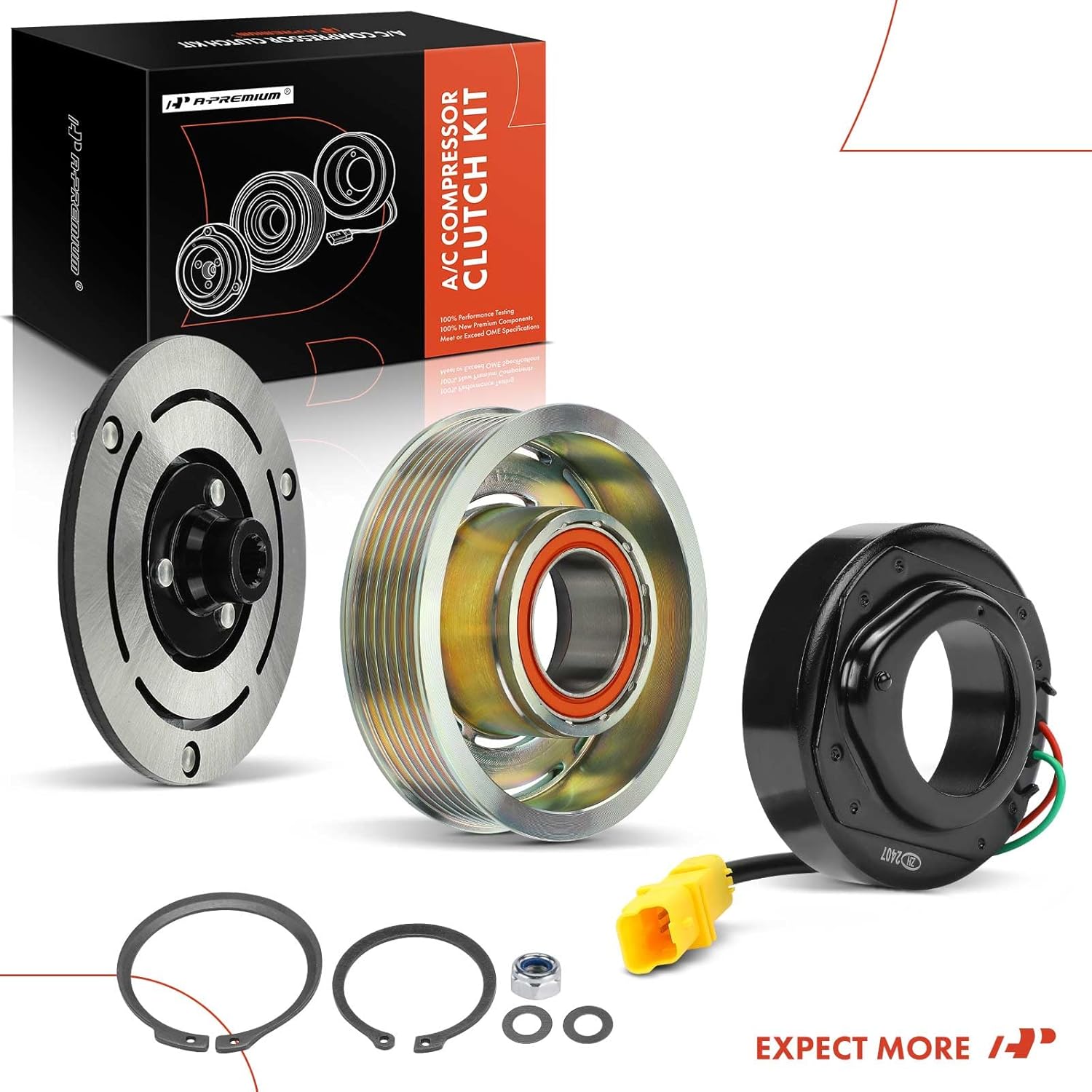 A-Premium Air Conditioner AC Compressor Clutch Kit Compatible with Mini Cooper 2008-2013 2015, Cooper Countryman 2011-2013 2015, Cooper Paceman 2013 2015, 1.5L 1.6L 2.0L