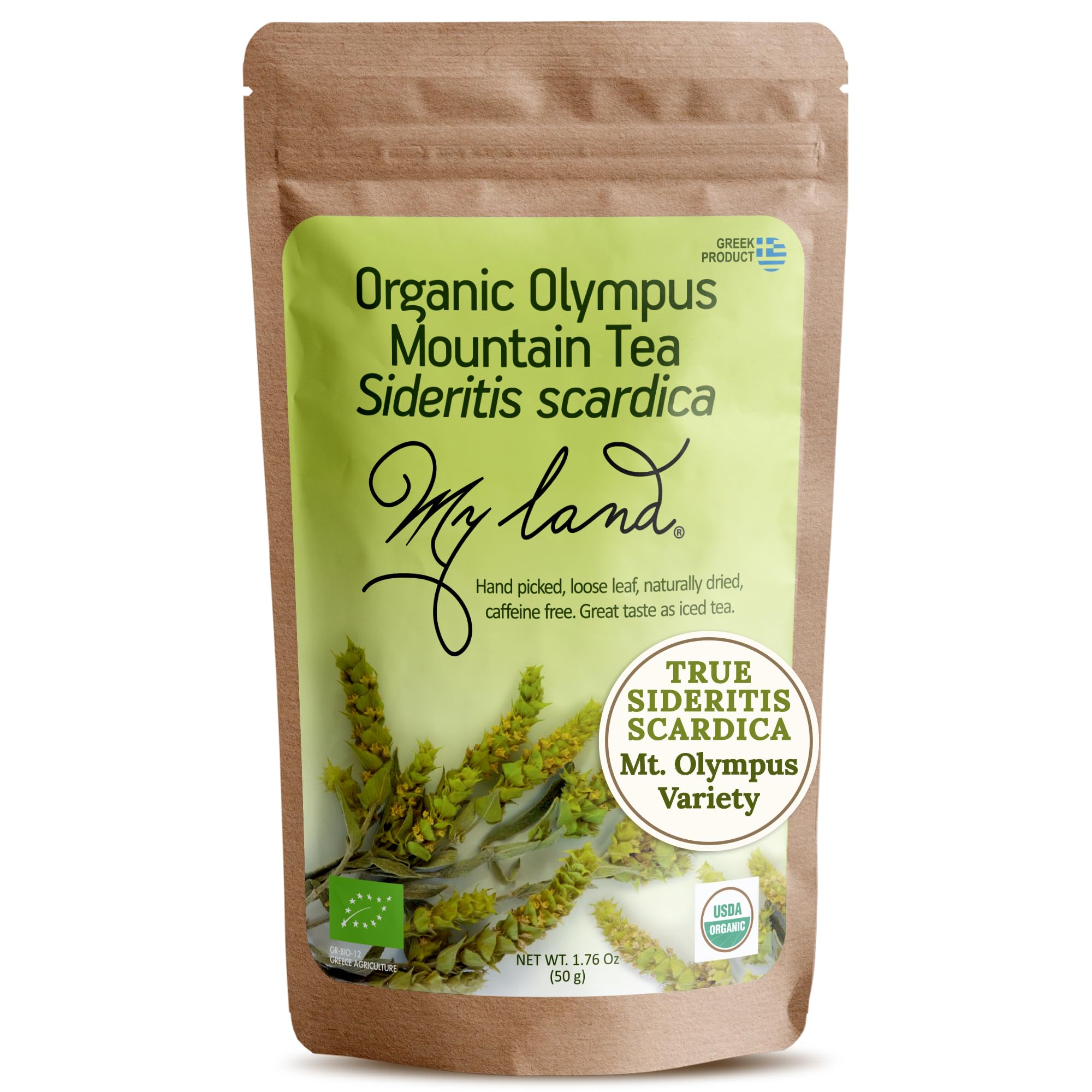 Organic Greek Mountain Tea (Sideritis Scardica) – Loose Leaf Ironwort Handpicked on Mount Olympus, Greece, 1.76oz (50g) | Organic Caffeine-Free Herbal Tea with Floral & Earthy Notes