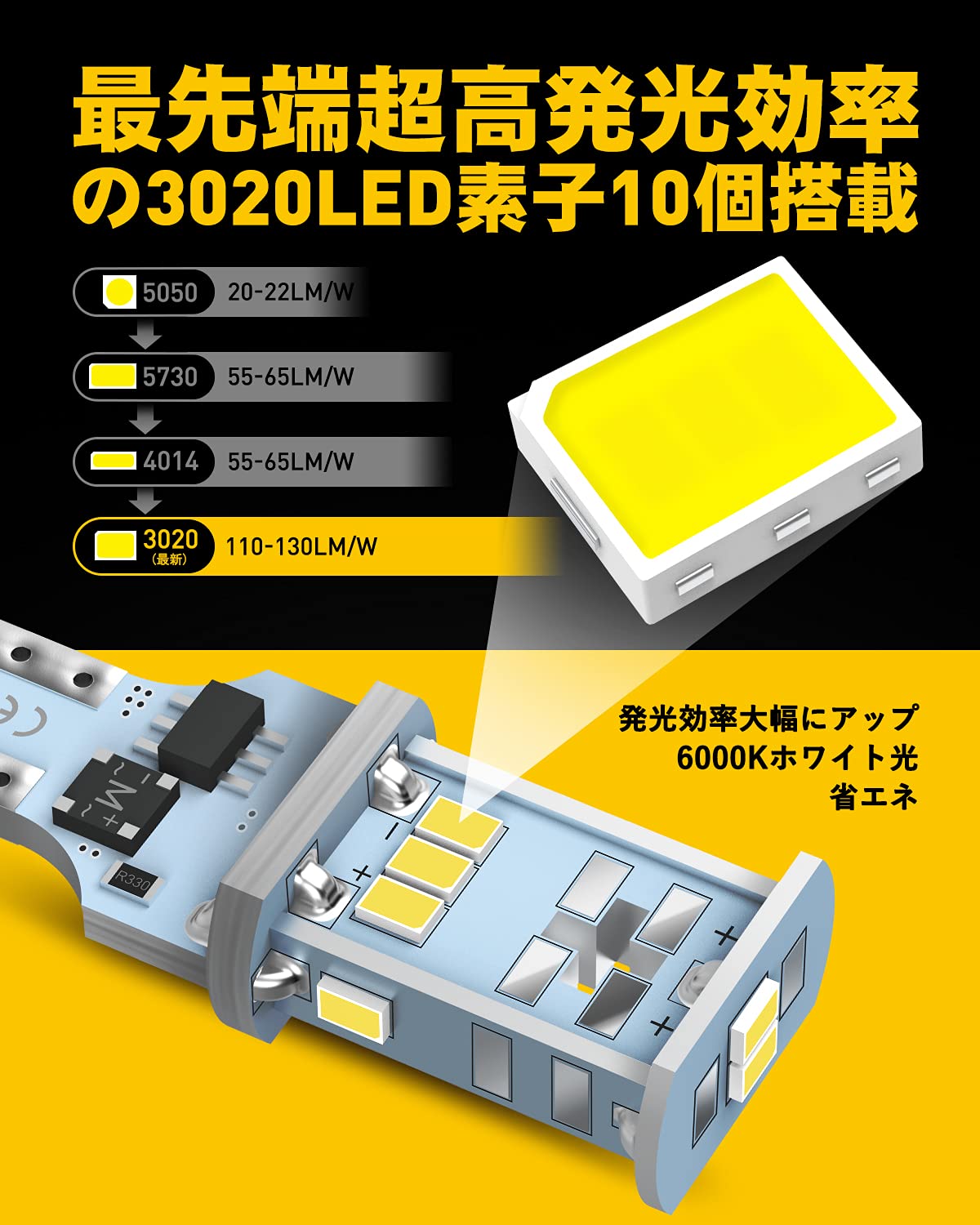 Amazon | AUXITO T16 LED バックランプ 爆光1300ルーメン キャンセラー 