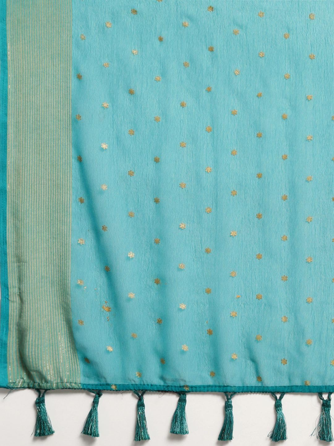Zari 194422 Zari-Sari aus reinem Chiffon, Blau und Goldfarben, blau, One size