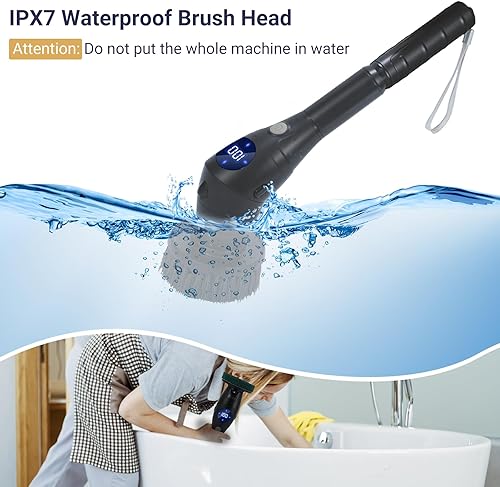 Miniatura 6 de WMJS Limpiador eléctrico giratorio, cepillo de limpieza eléctrico con 8 cabezales de cepillo reemplazables, limpiador eléctrico inalámbrico de 3