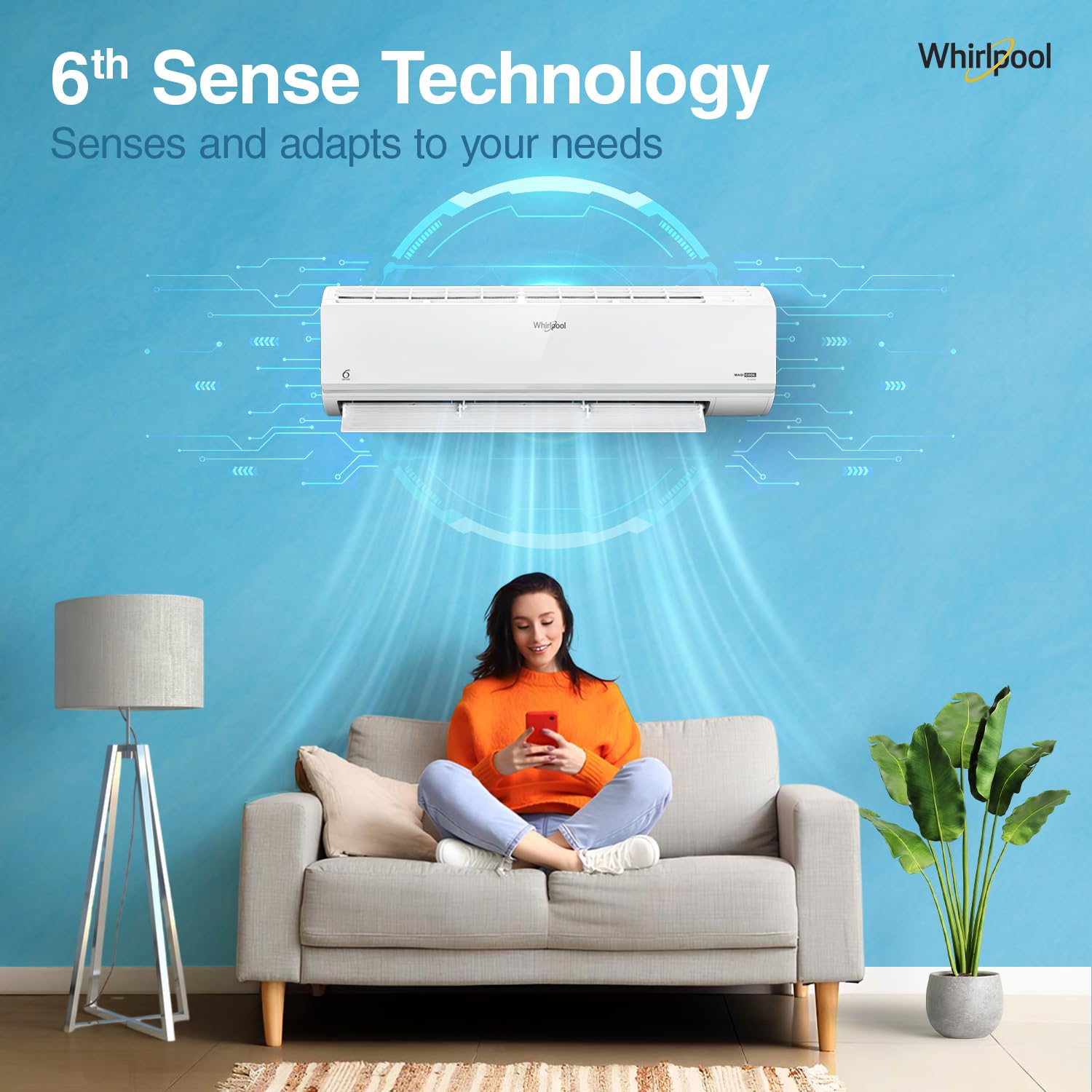 Whirlpool 1.5 Ton 5 Star, Magicool Inverter Split AC (MAGICOOL 15T 5S INV CNV S5K2PP0, Copper, Convertible 4-in-1 Cooling Mode, HD Filter White) - Image 6