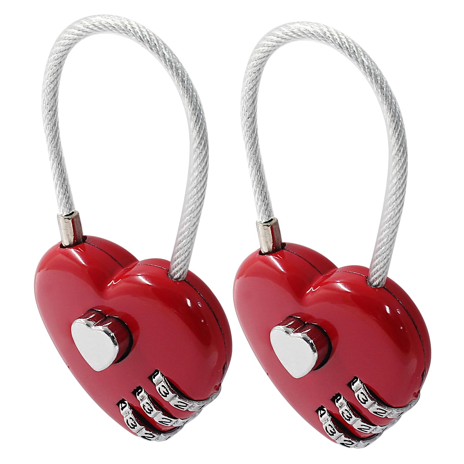 Coufce 2 Pcs Red Heart Digit Combination Lock Heart Padlock | Mini