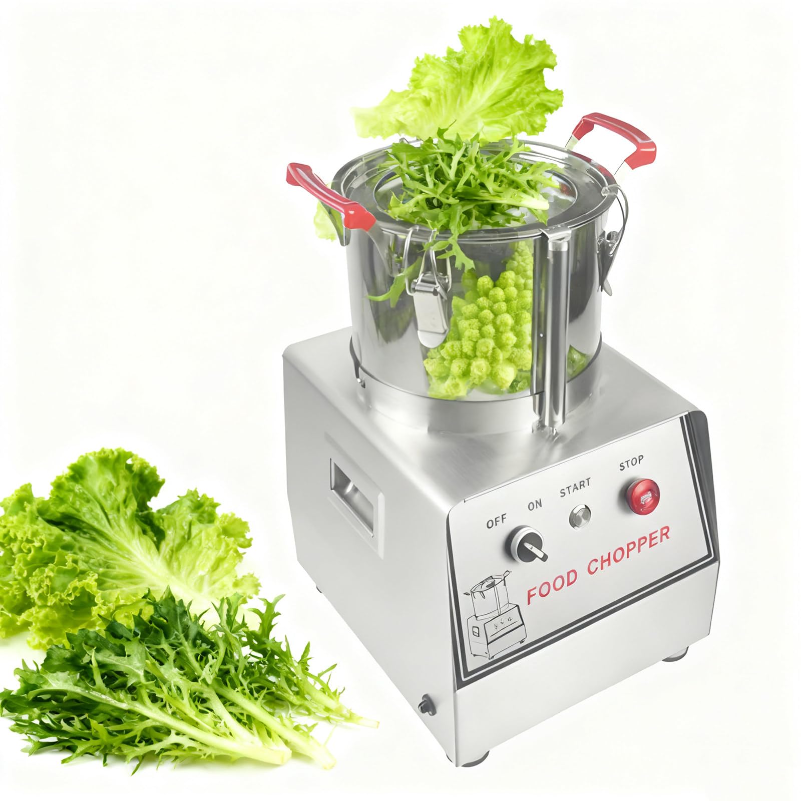 KJHYYPP Commercial Food Processor, Stainless Steel Food Chopping Machine Electric Vegetable Chopper for Chili Peppers, Carrots, Garlic, Onions, 10L