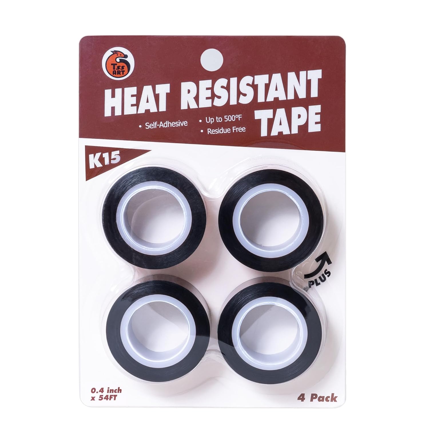 K15 Heat Tape - Professional Heat Press Tape for Vinyl Sublimation Heat Sublimation Heat Transfer, Oxidation and High Temperature Resistance Residue Free - 4Pack, 0.4 inch x 54FT