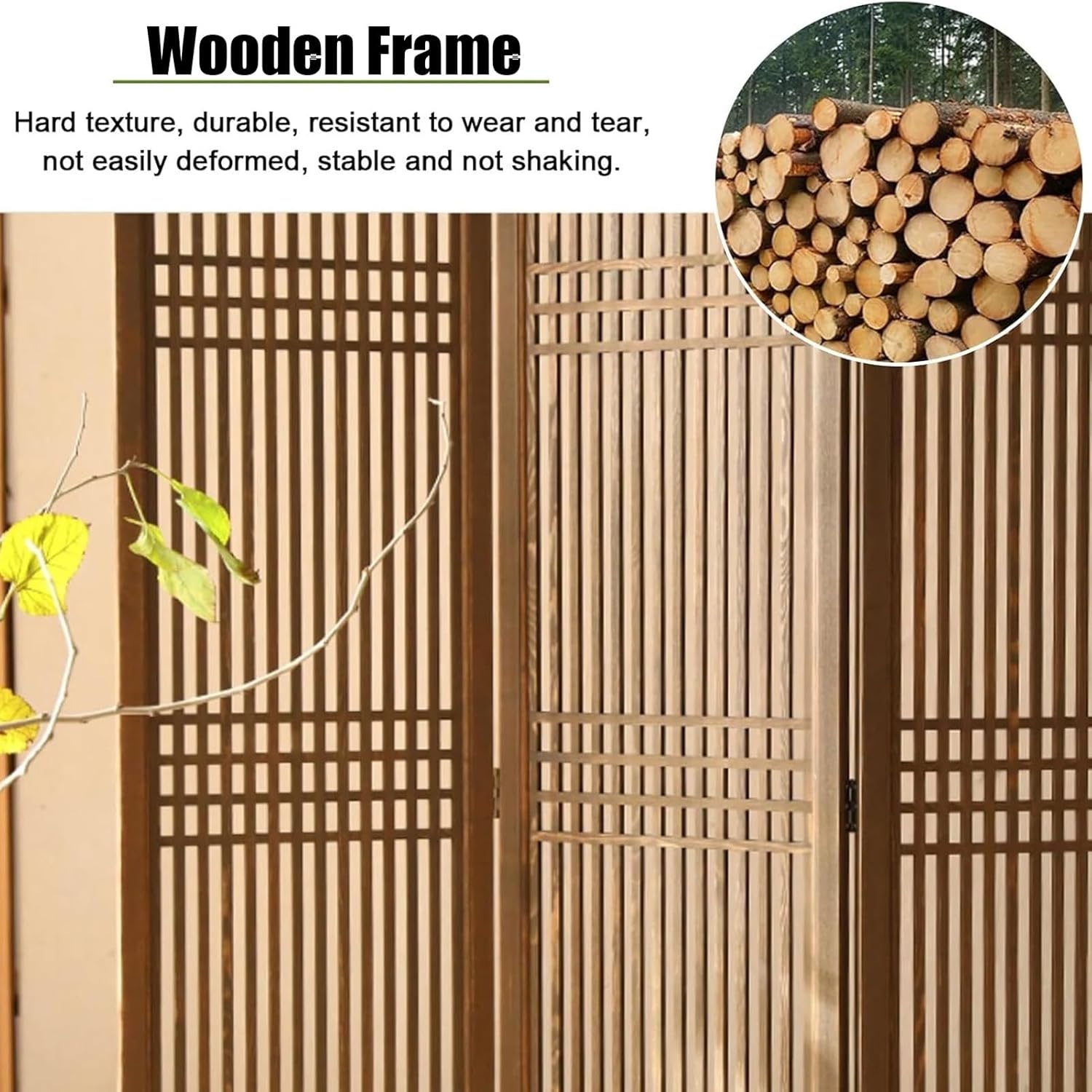 Standing Door Partition, Wooden Room Divider Wall Fencing, Folding Room Partition Privacy Screens with Detachable Base, for Home, Hotel, Office, Porch(4 Pack)