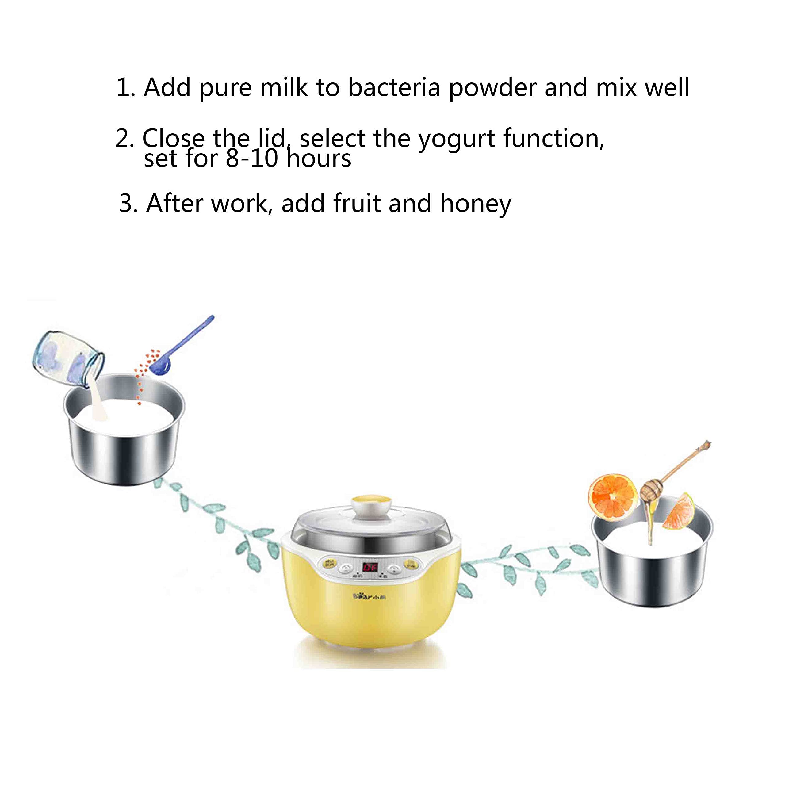 Yogurtiera, Yogurtiera Elettrica con 4 Bicchieri in Ceramica (1000ml) E Ricette, Yogurtiera Facile da Usare con Impostazione di Spegnimento Automatico, Timer Regolabile, Display LCD