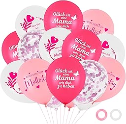 Alles Gute Zum Muttertag Luftballons,20 Stück Rosa Weiße Latexballons,12 zoll Alles Liebe Zum Muttertag Deko Ballon,Glück ist eine Mama wie dich zu Haben Ballon,Geschenke zum Mother's Day Party Deko