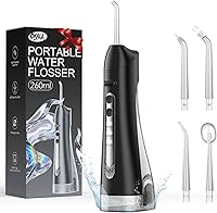 OKALA Water Flosser IPX7 Waterproof Oral Irrigator 3 Modes 4 Jet Tips for Braces Gums Travel Black