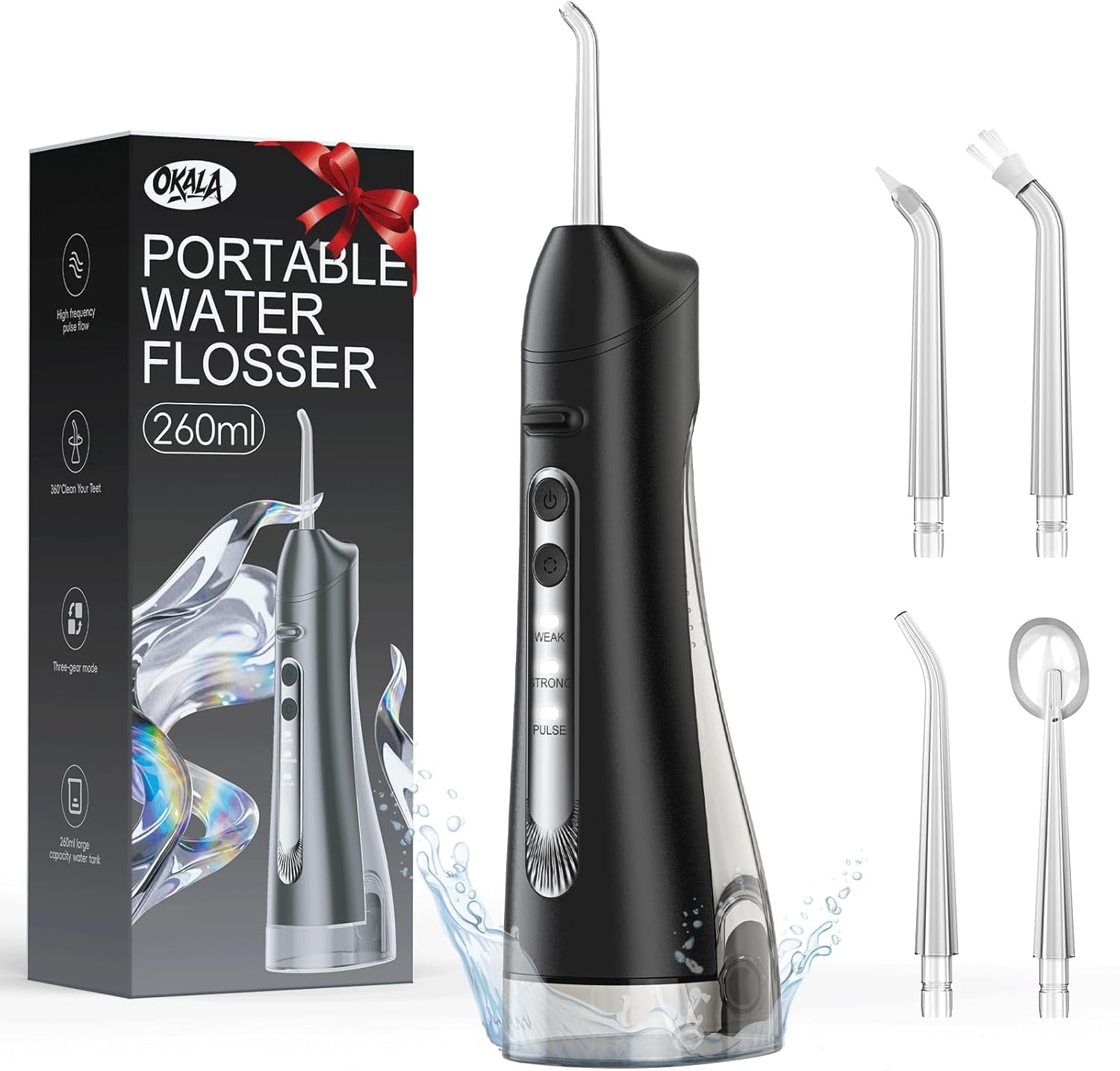 Water Flosser Water Dental Flosser Pick for Teeth IPX7 Waterproof Oral Irrigator 3 Modes 4 Replaceable Jet Tips