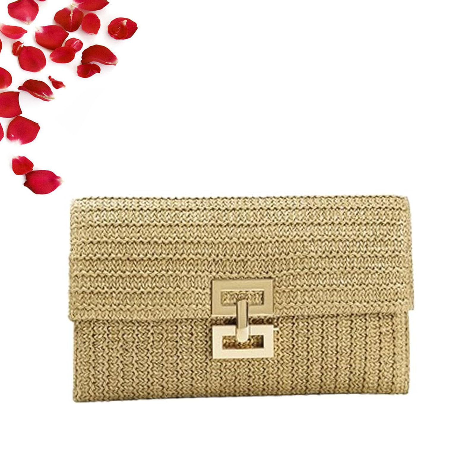 RICOKJRDE Bolsos De Mano De Paja Hechos A Mano De Verano Para Mujer, Elegante Bolso De Paja Y Bolso Para Fiesta, Vacaciones Y Playa