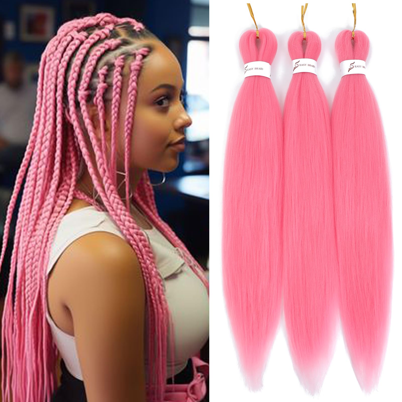 Amazon.com : Pink Braiding Hair Pre Stretched 20inch Kids Braiding