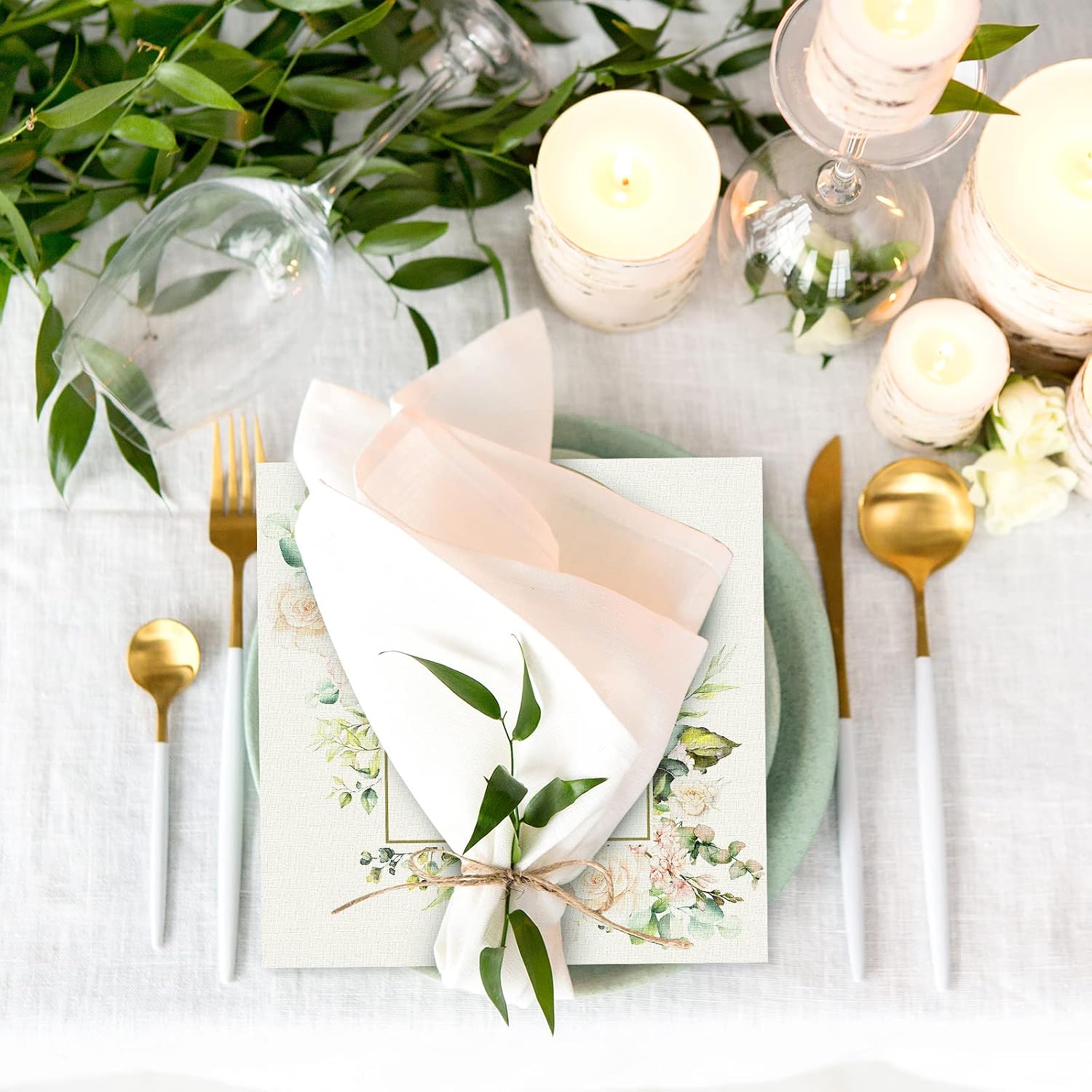 AnyDesign 100Pcs Wedding Paper Napkins Mr Mrs Disposable Napkins Watercolor Rose Floral Dessert Dinner Hand Napkin for Wedding Bridal Shower Party Supplies Decoration