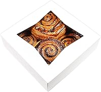 Vista 7 de BAKELUV Paquete de 100 cajas de panadería marrones de 8 x 8 x 2.5 pulgadas con ventana, cajas de galletas, pasteles, postres, golosinas, alimentos