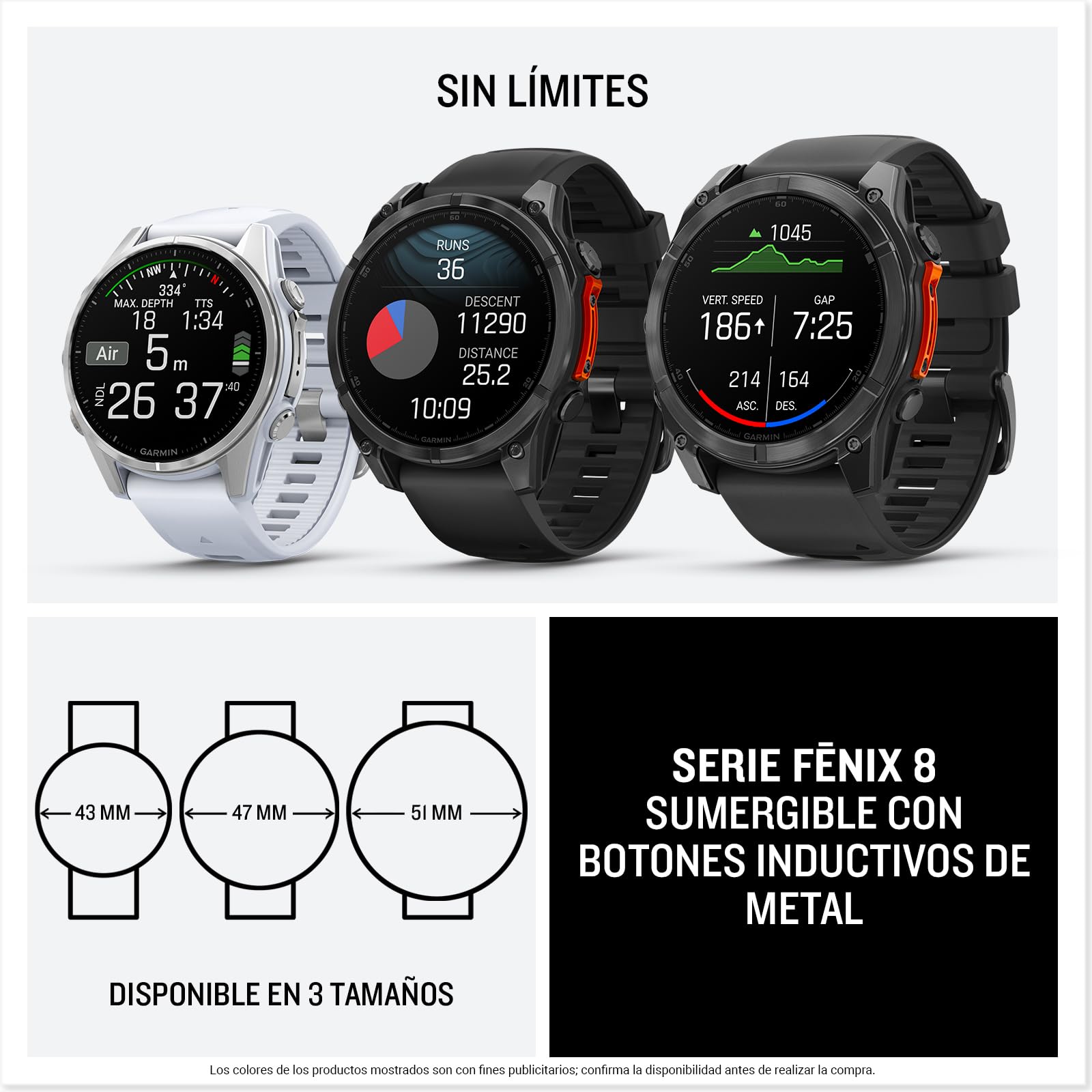 Garmin fēnix ​​8-51mm - Reloj de Alto Rendimiento GPS Multideporte con Pantalla táctil AMOLED, Linterna LED, Altavoz y micrófono Integrados, Mapas y hasta 29 días de autonomía, Negro