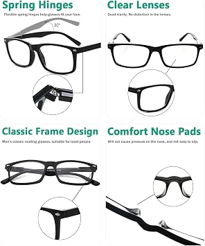 Eyekepper 6-Pack Men's Reading Glasses - Black +0.50