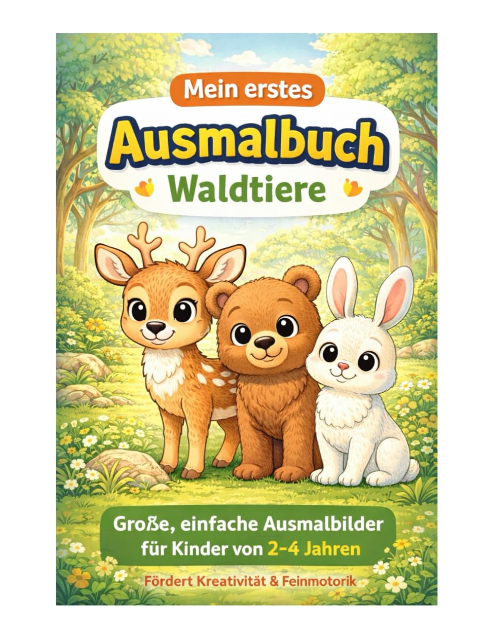 Mein erstes Malbuch – Waldtiere: Große, einfache Ausmalbilder für Kinder von 2–4 Jahren Mit süßen Waldtieren – fördert Kreativität & Feinmotorik