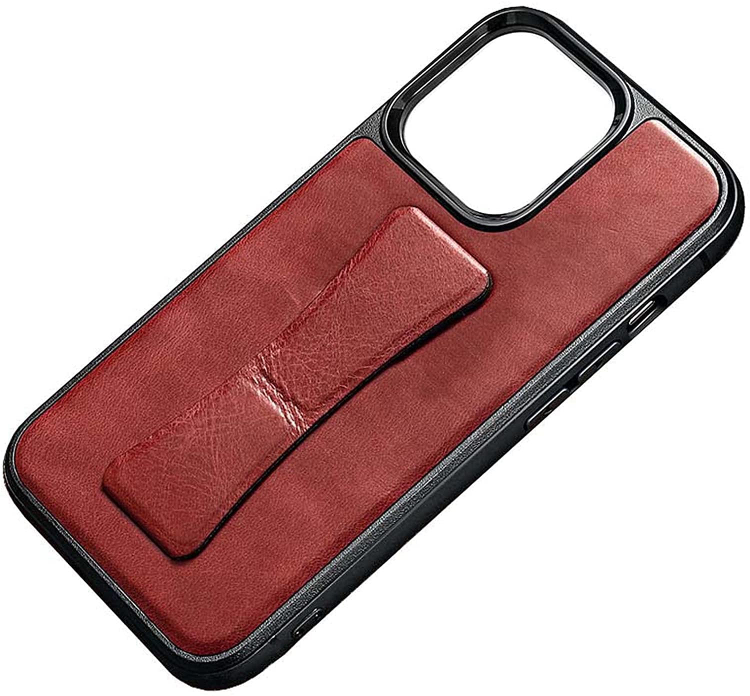 Coque iPhone 13 cuir véritable rouge antichute avec sangle arrière - 7