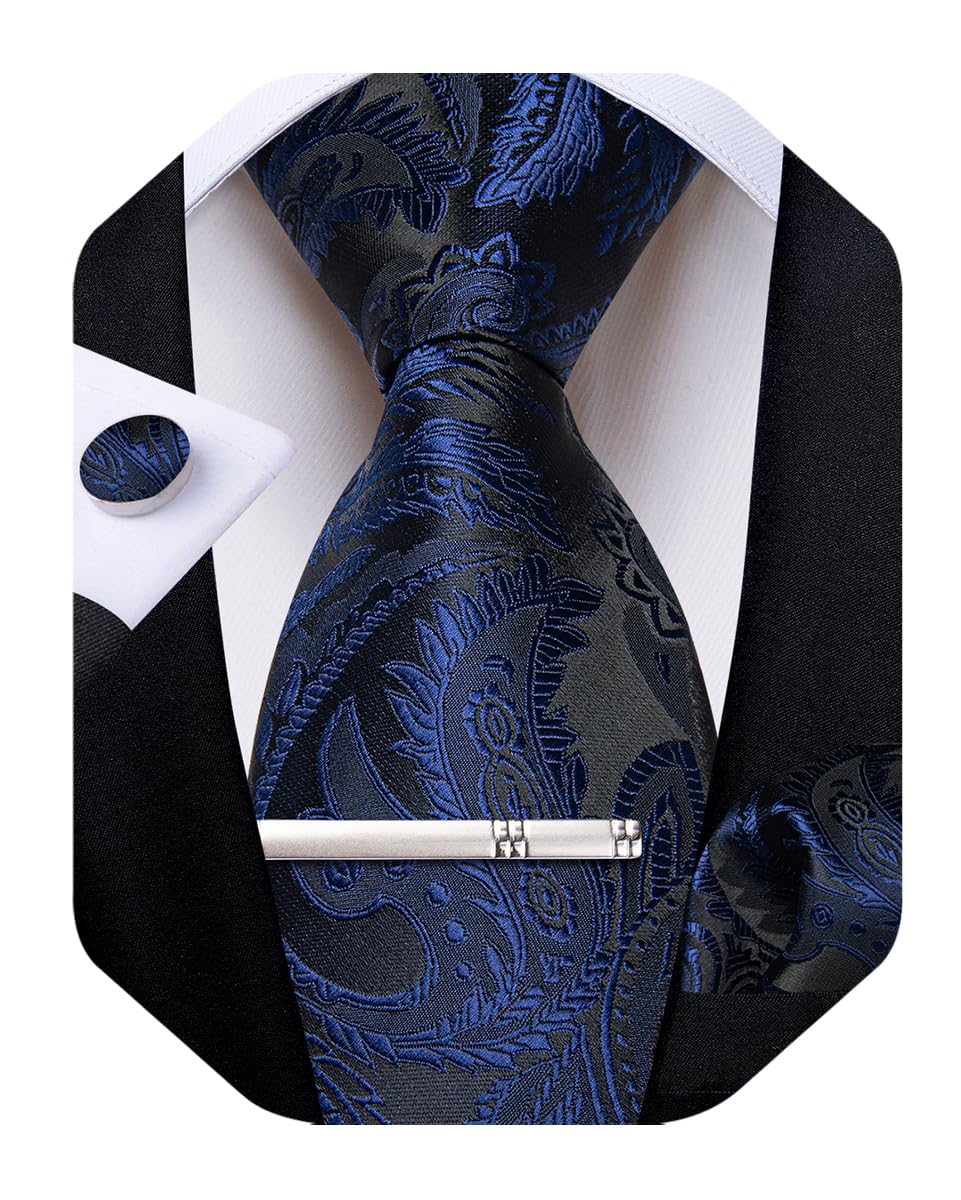 DiBanGu Silk Floral Ties for Men Woven Paisley Necktie