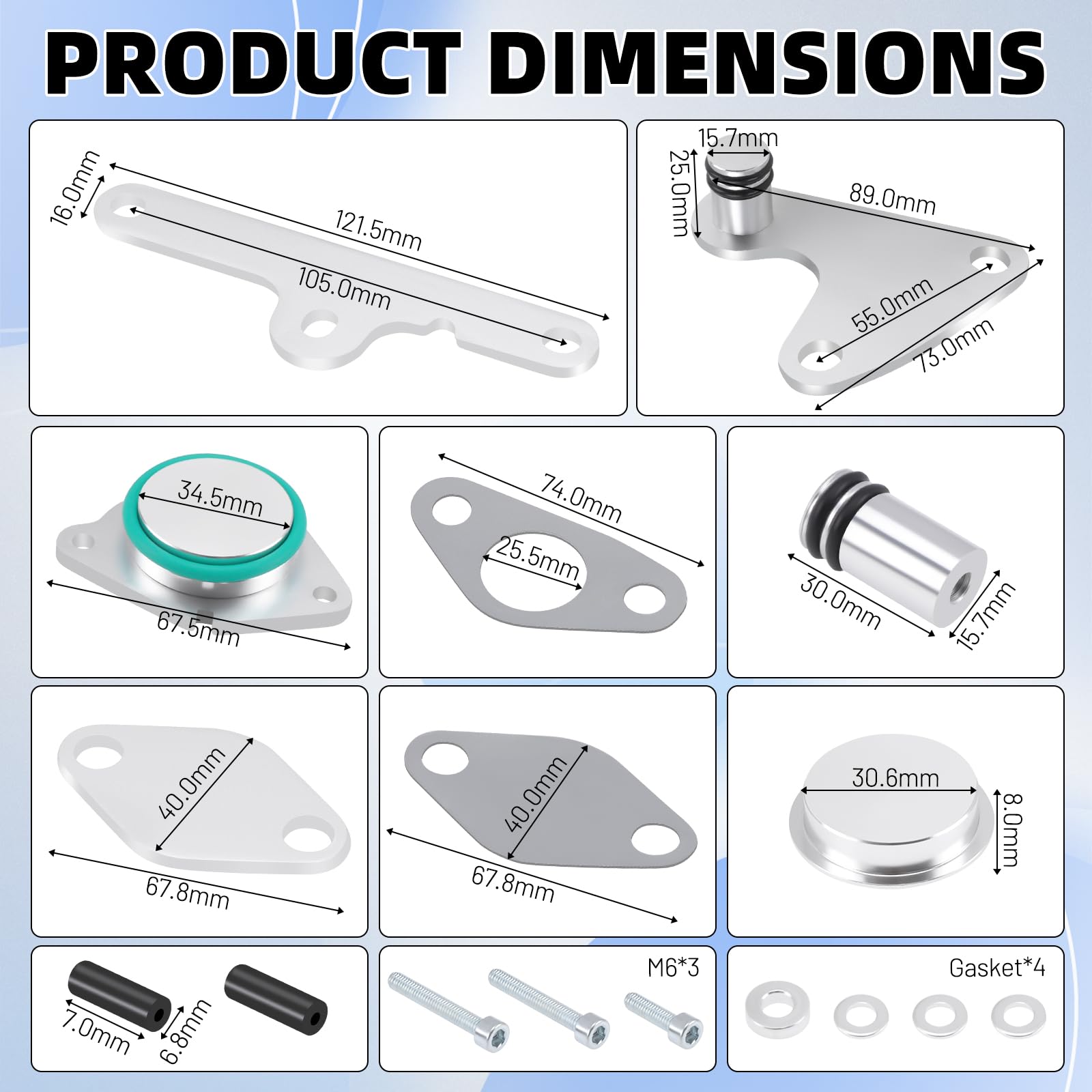 Kit di disattivazione valvola EGR per motori diesel N47 e N47S 2,0 litri, sistema di raffreddamento EGR 16 pezzi, ricambio per disattivazione, compatibile con E81, E87, E88, E82, E90, E91, E92