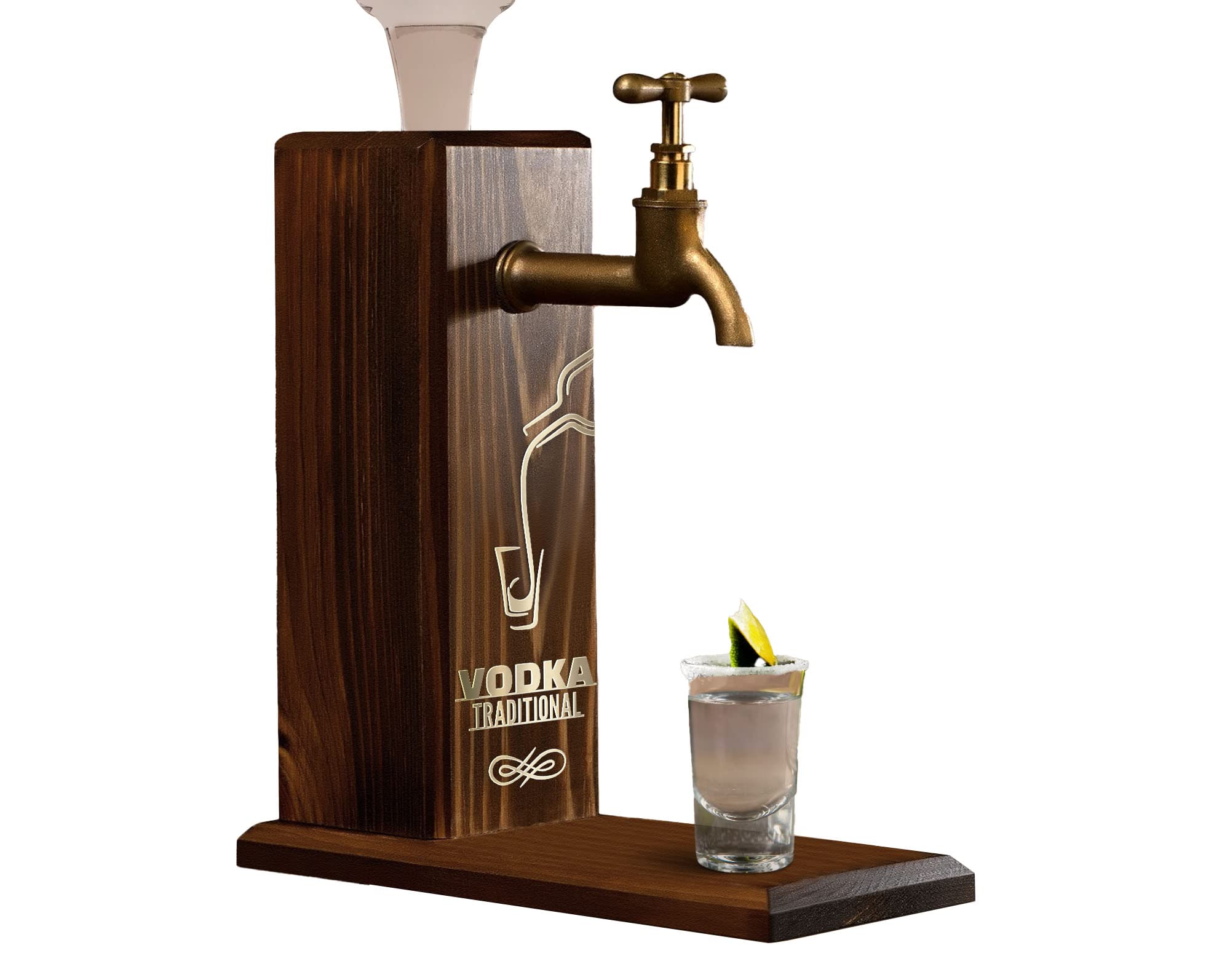 Bk Gift Özel Vodka Baskılı Musluklu Doğal Ahşap İçki Standı, İçki Çeşmesi, Doğum Günü Hediyesi, Ev Hediyesi, İçecek Dispenseri