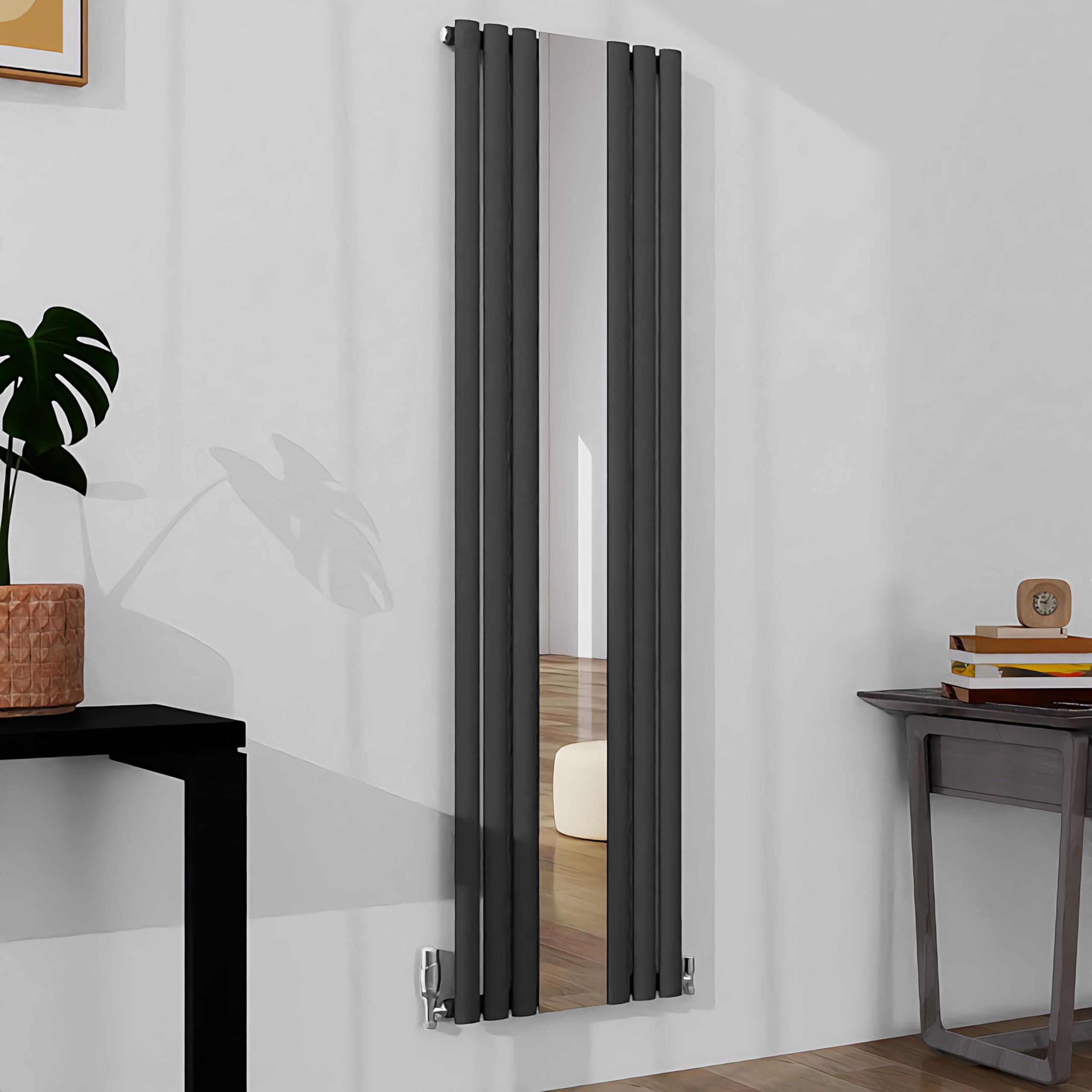 Sline Sanitary Anthracite 1800X499mm Vertical Mirror Radiator Single Panel Oval Column Central Heating Radiator