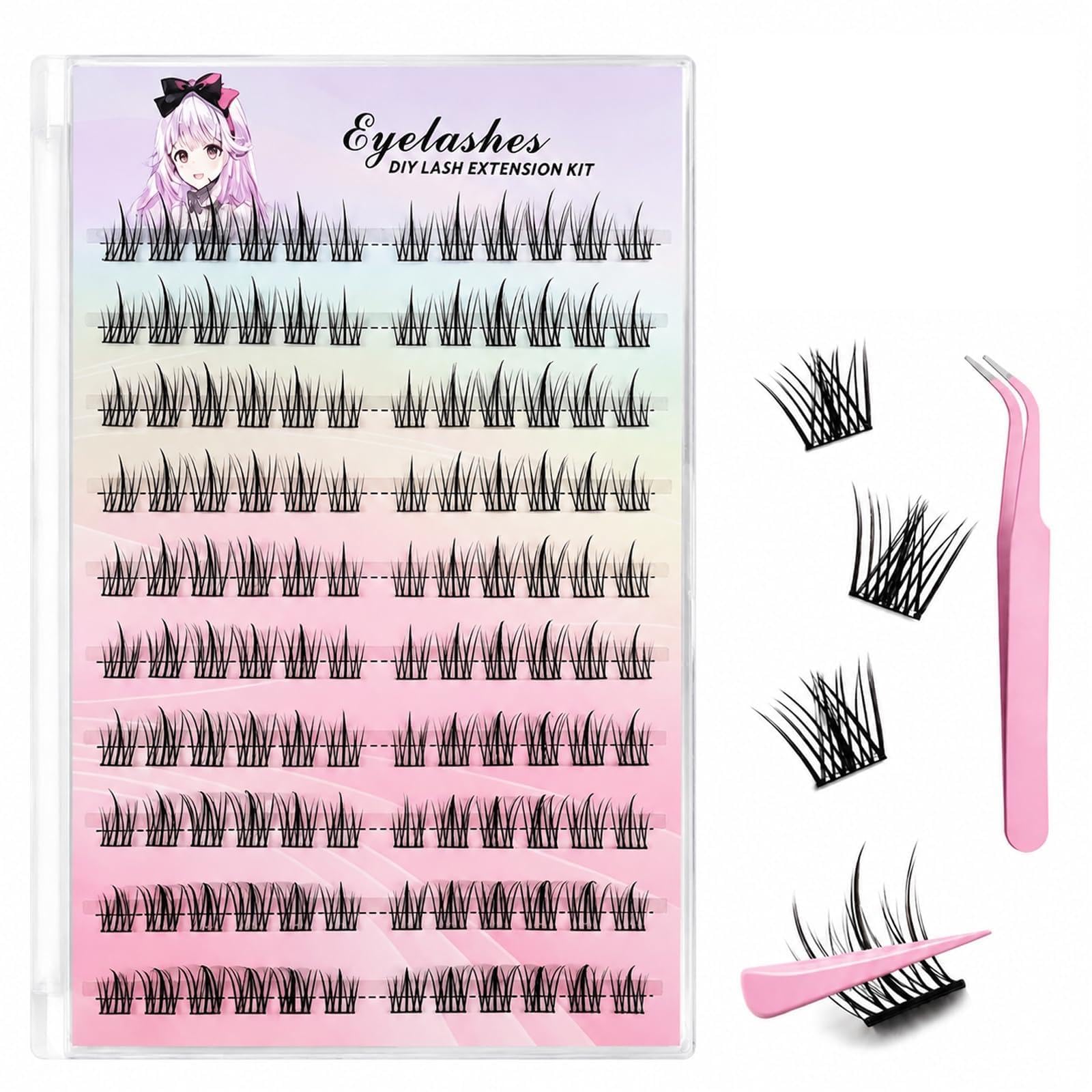 Eyelashes for Women, Self-Adhesive False Eyelashes 120pcs, Natural Lash Clusters 11-13mm, Glue-Free Application with Tweezers, Easy DIY Lash Extension Kit for Daily Makeup and Special Occasions-image-7