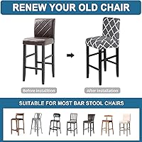 Vista 6 de SearchI Paquete de 4 fundas para silla, fundas elásticas para taburetes de bar, extraíbles y lavables, estampadas, fundas para sillas de taburete