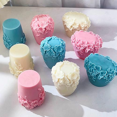 Miniatura 7 de Moldes de vela cilíndrica de silicona, molde de flores de ratán 3D para aromaterapia, fabricación de jabón hecho a mano, moldes de cera para