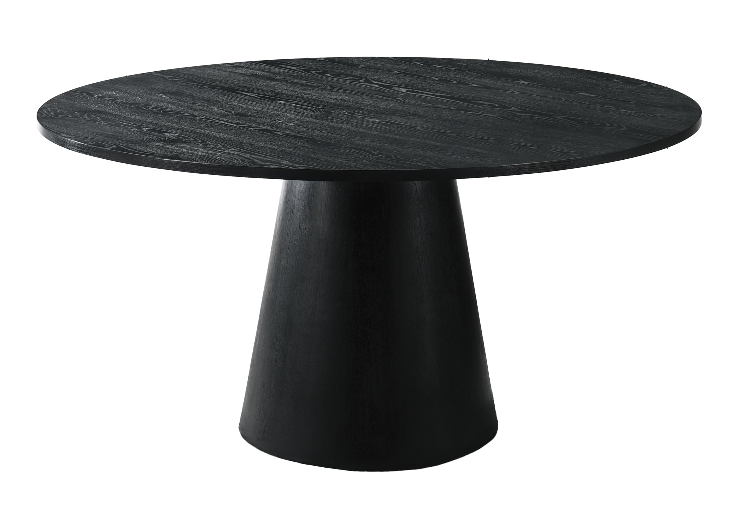 Terra 59" Transitional Round Dining Table with Pedestal Base, Black
