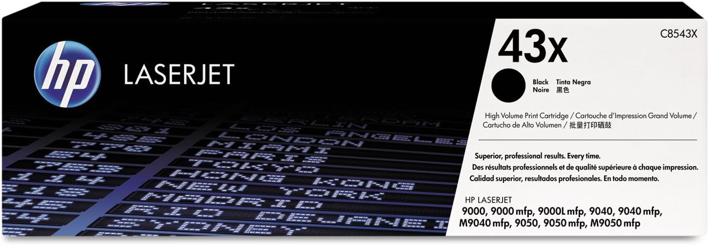HP 43X Black High-yield Toner Cartridge Works with HP LaserJet 9000, 9040, 9050 Series, HP LaserJet 9000, 9040, 9050 MFP Series C8543X