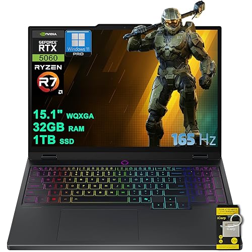 Lenovo Legion 5 AI-Powered Gaming AI PC Laptop 15.1" WQXGA 2560x1600 OLED 165Hz AMD 8-core Ryzen 7 260 32GB DDR5 1TB SSD GeForce RTX 5060 DLSS4 (Up to 572 AI TOPS) HARMAN Win11Pro ICP Hub w/Copilot AI