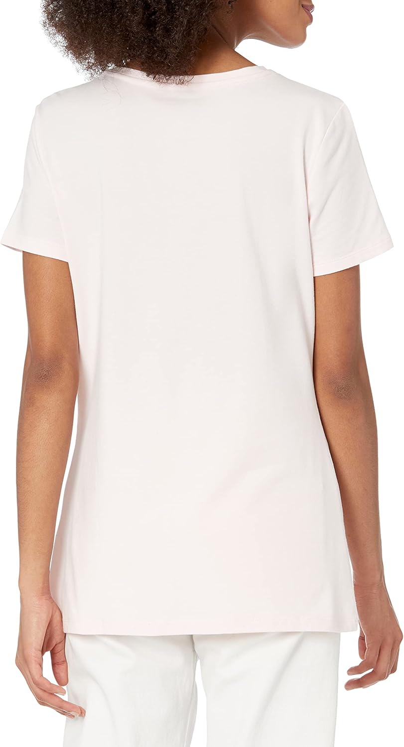 Amazon Essentials Women's Classic-Fit Short-Sleeve Crewneck T-Shirt, Multipacks 2 Light Pink/Light Grey Heather Small