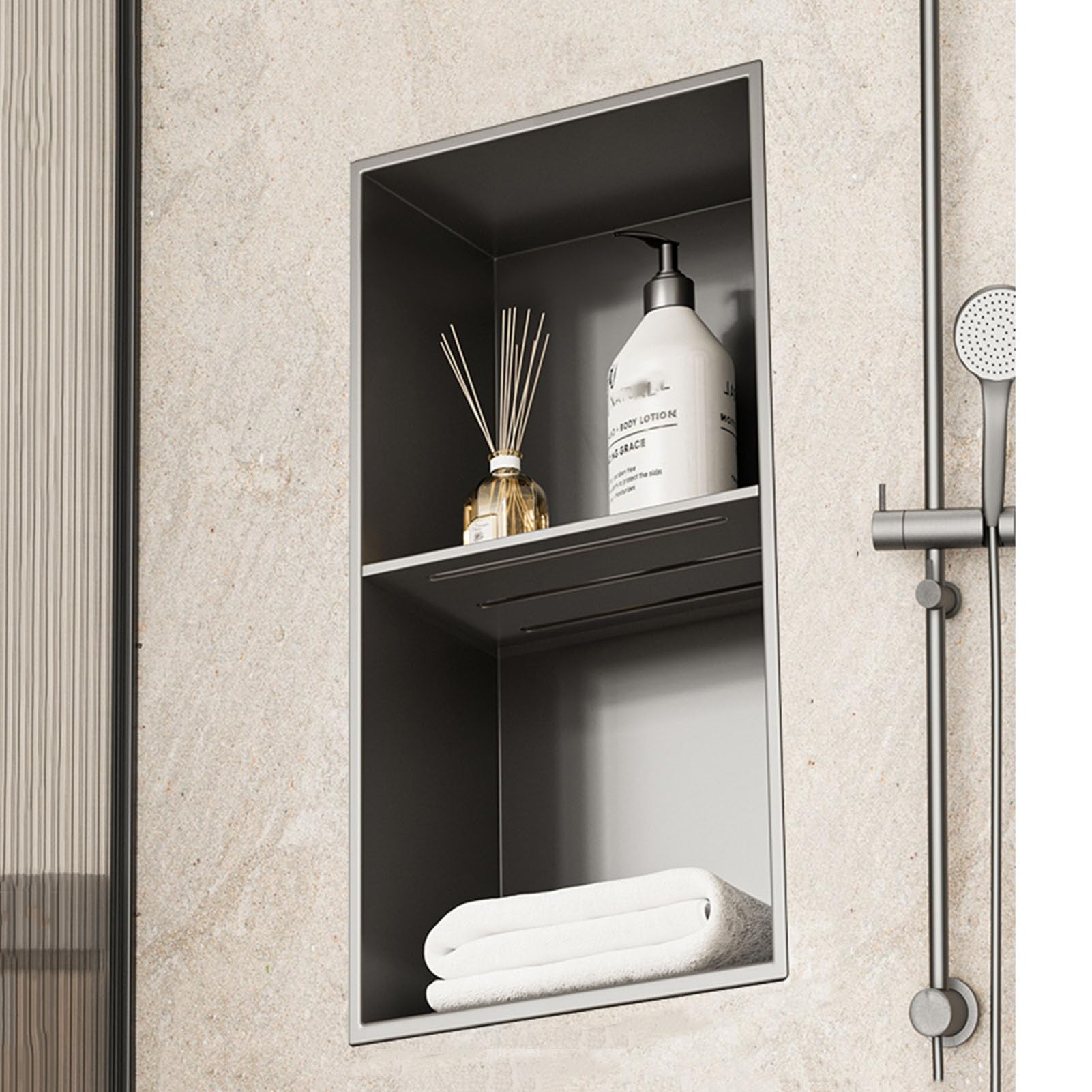 Étagère de douche en acier inoxydable de qualité supérieure encastrée