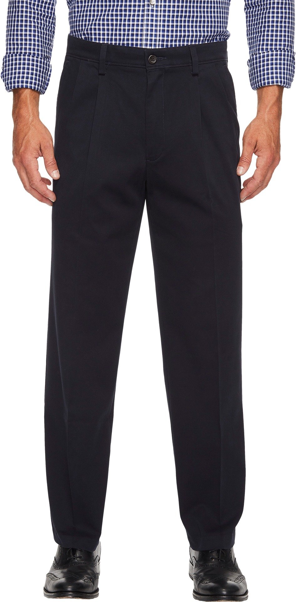 Dockers Men's Classic Fit Easy Khaki Pants - Pleated (Standard and Big & Tall), Dockers Navy, 34W x 32L