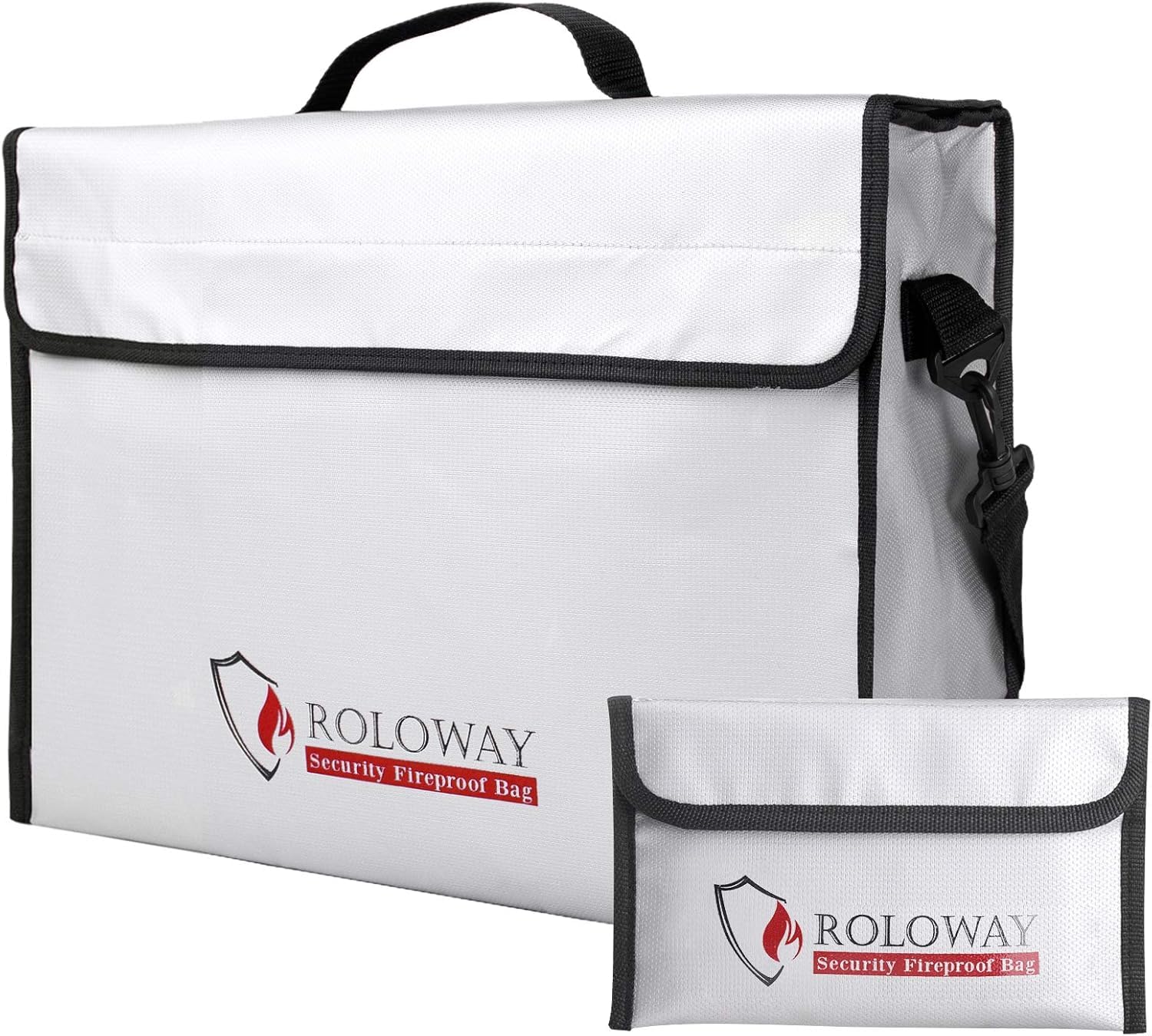 SEKAM Fireproof Document & Money Bags (15 x 12 x 5 inches)，Large Fireproof & Water Resistant Bag，Fireproof Folder Safe Bag for Cash, Valuables & Passport, with Silicone Coating & Zipper Closure