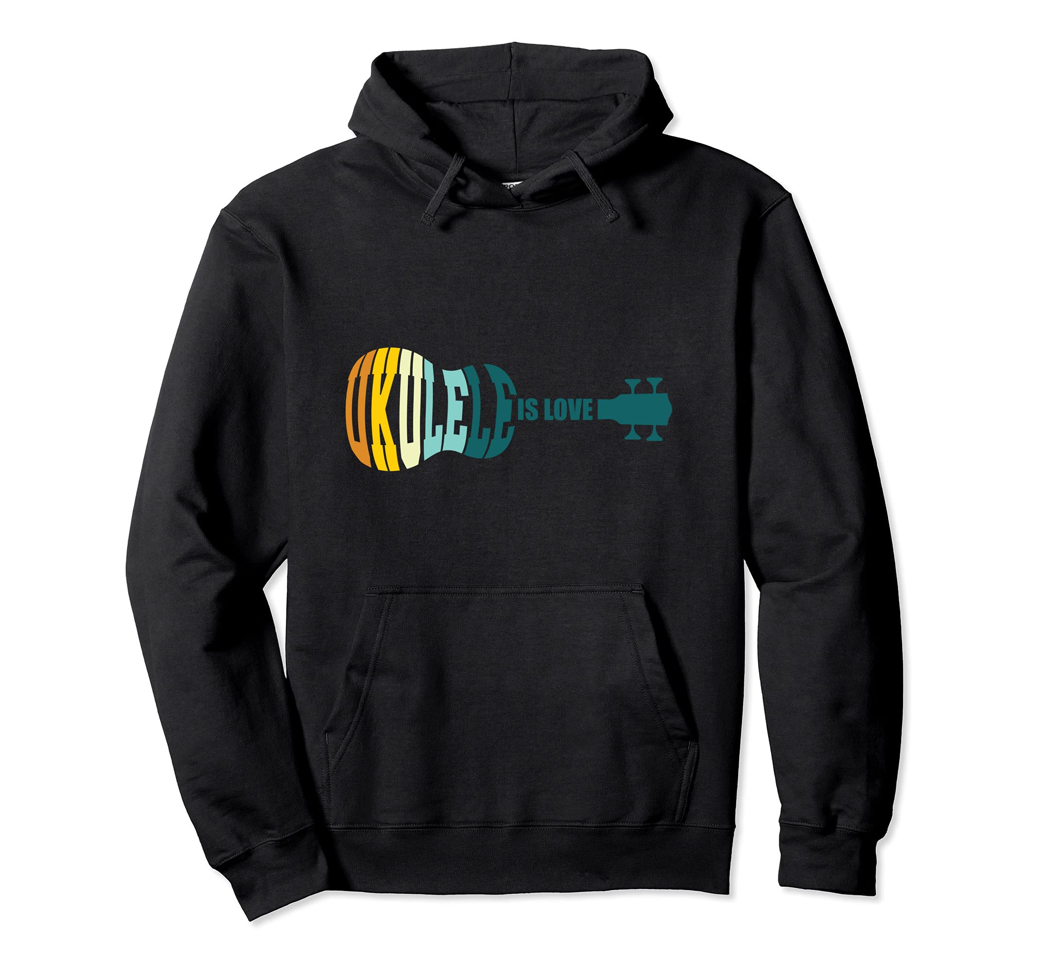 Ukulele Is Love Acoustic Hawaiian Musician Uke Aloha Guitar Pullover Hoodie, Black