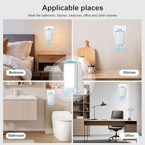 Miniatura 7 de Purificador de aire de iones negativos enchufable, paquete de 4, purificadores de aire iónicos para el hogar, dormitorio, oficina, mini ionizadores